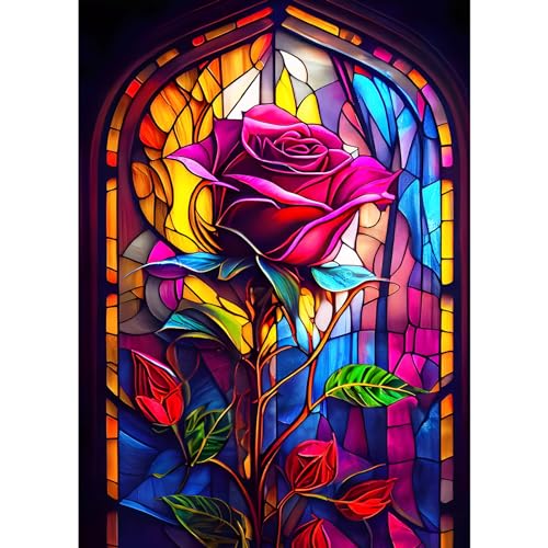 EOBROMD Diamond Painting Rosen, 5D Diamant Painting Bilder Erwachsene Glasmalerei Blumen, DIY Diamond Painting Set Diamond Painting Kinder für Wanddekoration 30x40cm von EOBROMD