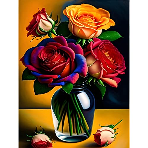 EOBROMD Diamant Painting Bilder Erwachsene Blumen, Diamond Painting Erwachsene Rosen, DIY Diamond Painting Bilder Diamant Malerei Rosen Set für Wanddekoration 30x40cm von EOBROMD