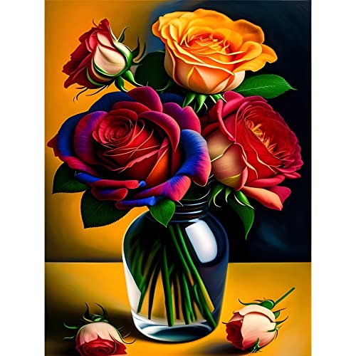 EOBROMD Diamond Painting Blumen, 5D Diamant Painting Bilder Erwachsene Rosen, DIY Diamant Malerei Set für Wanddekoration 30x40 cm von EOBROMD