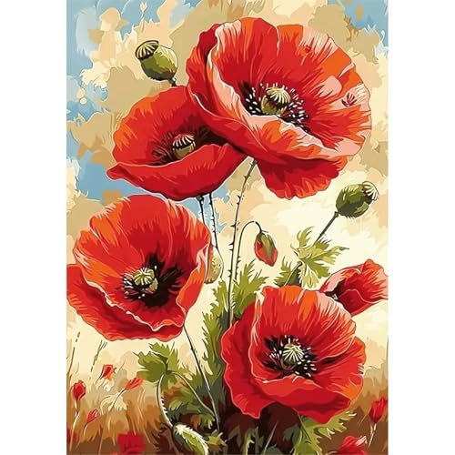 EOBROMD Diamond Painting Erwachsene Rote Blumen, 5D Diamant Painting Bilder, DIY Diamant Malerei Set für Wanddekoration 30x40cm EOBROMD Diamond Painting Erwachsene Rote Blumen, 5D Diamant Painting Bilder, DIY Diamant Malerei Set für Wanddekoration 30x40cm von EOBROMD