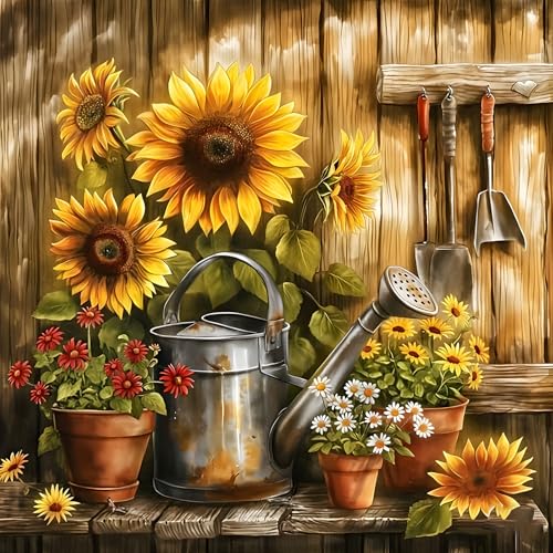 EOBROMD Diamond Painting Erwachsene Sonnenblumen, 5D Diamant Painting Bilder Blumen, DIY Bauernhof Diamant Malerei Set für Wanddekoration 30x30cm EOBROMD Diamond Painting Erwachsene Sonnenblumen, 5D Diamant Painting Bilder Blumen, DIY Bauernhof Diamant Malerei Set für Wanddekoration 30x30cm von EOBROMD
