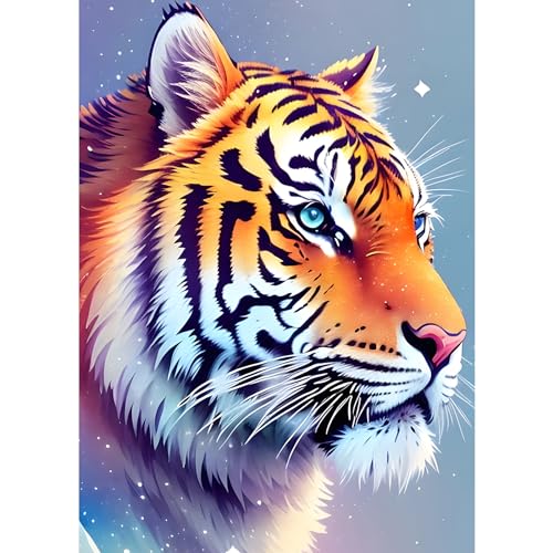 EOBROMD Diamond Painting Erwachsene Tiger, 5D Diamant Painting Bilder Erwachsene, DIY Diamond Painting Bilder Diamant Malerei Tiere Set für Wanddekoration 30x40cm von EOBROMD