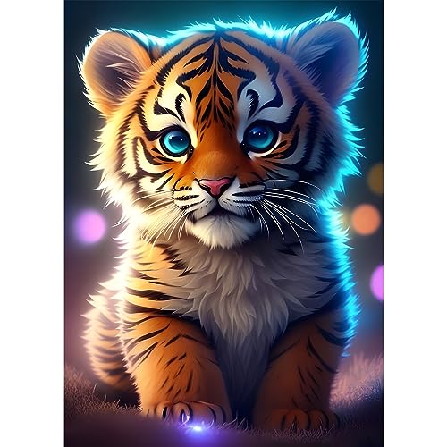 EOBROMD Diamond Painting Erwachsene Tiger, 5D Diamant Painting Bilder Erwachsene, DIY Diamond Painting Bilder Diamant Malerei Tiere Set für Wanddekoration 35x35cm von EOBROMD