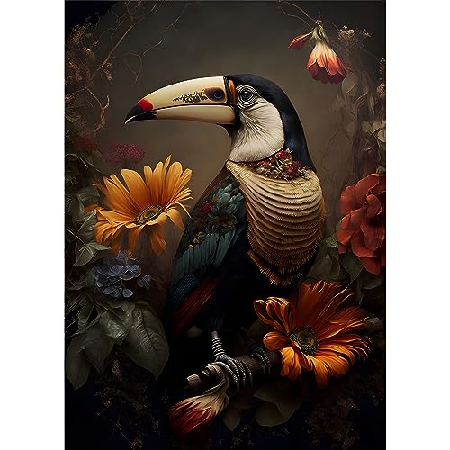 EOBROMD Diamond Painting Erwachsene Toucan, 5D Diamant Painting Bilder Erwachsene Blumen, DIY Diamond Painting Bilder Diamant Malerei Tiere Set für Wanddekoration 30x40cm von EOBROMD