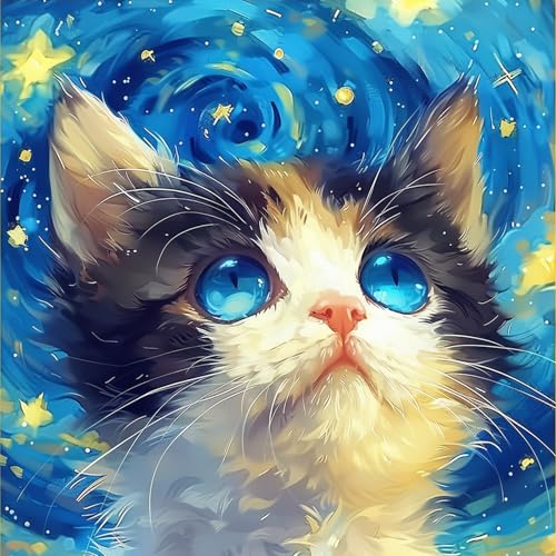 EOBROMD Diamond Painting Katze, 5D Diamant Painting Bilder für Erwachsene Sternenhimmel, DIY Diamant Malerei Set für Wanddekoration 30x30 cm EOBROMD Diamond Painting Katze, 5D Diamant Painting Bilder für Erwachsene Sternenhimmel, DIY Diamant Malerei Set für Wanddekoration 30x30 cm von EOBROMD