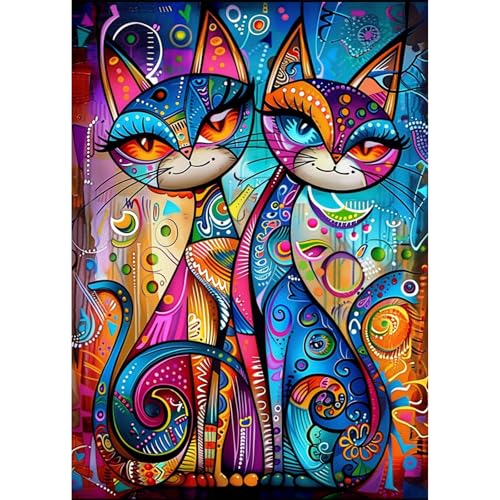 EOBROMD Diamond Painting Katze, 5D Diamant Painting Bilder für Erwachsene Tiere, DIY Diamant Malerei Set für Wanddekoration 30x40 cm von EOBROMD
