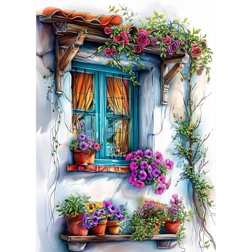 EOBROMD Diamond Painting Landschaft, 5D Diamant Painting Bilder für Erwachsene Blumen, DIY Diamant Malerei Set für Wanddekoration 30x40 cm von EOBROMD