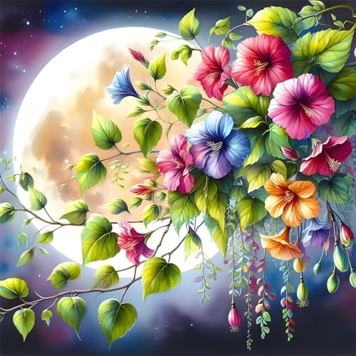 EOBROMD Diamond Painting Mond, 5D Diamant Painting Bilder für Erwachsene Landschaft, DIY Blumen Diamant Malerei Set für Wanddekoration 30x30 cm EOBROMD Diamond Painting Mond, 5D Diamant Painting Bilder für Erwachsene Landschaft, DIY Blumen Diamant Malerei Set für Wanddekoration 30x30 cm von EOBROMD