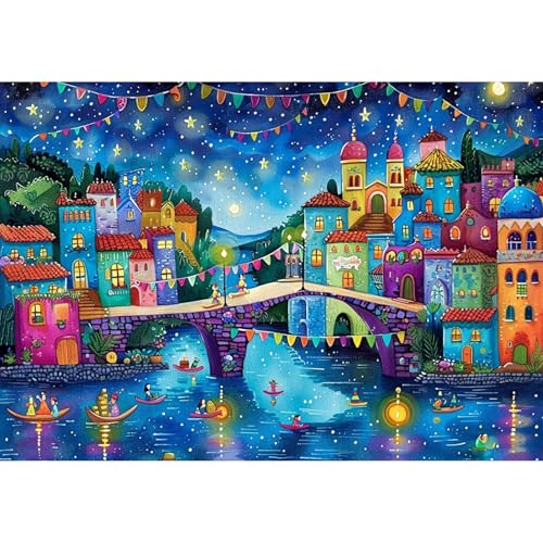EOBROMD Diamond Painting Nacht-Szene, 5D Diamant Painting Bilder für Erwachsene, DIY Diamant Malerei Set für Wanddekoration 30x40 cm von EOBROMD