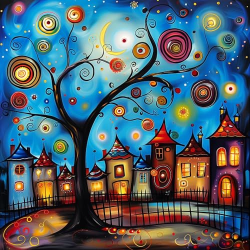 EOBROMD Diamond Painting Sternenhimmel, 5D Diamant Painting Bilder für Erwachsene Stadtbild, DIY Diamant Malerei Set für Wanddekoration 30x30 cm von EOBROMD