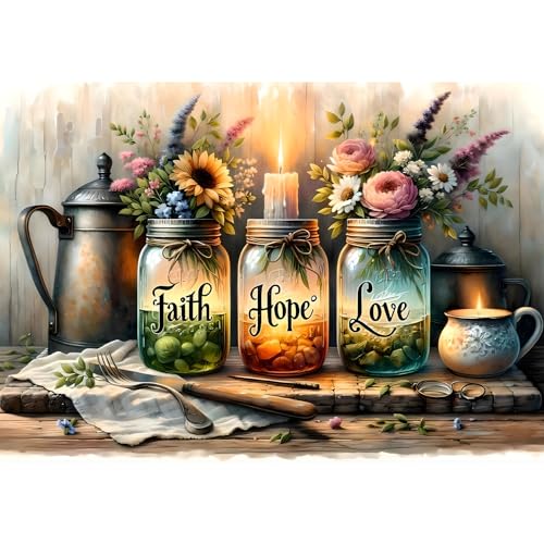 EOBROMD Diamond Painting Vintage-Küche, 5D Diamant Painting Bilder für Erwachsene Blumen, DIY Inspirierend Diamant Malerei Set für Wanddekoration 30x40cm von EOBROMD