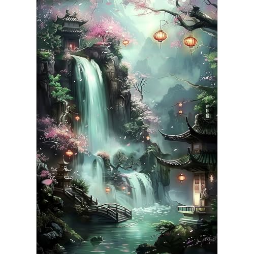 EOBROMD Diamond Painting Wasserfall, 5D Diamant Painting Bilder für Erwachsene Landschaft, DIY Diamant Malerei Set für Wanddekoration 30x40 cm von EOBROMD