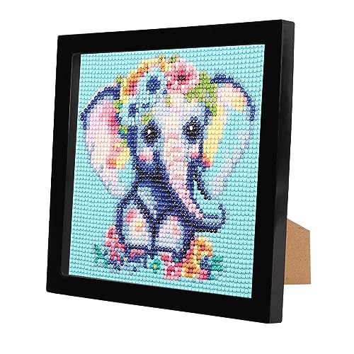 EOBROMD Elefant Diamond Painting Kinder Set, Diamant Painting Bilder mit Rahmen, Tiere Diamant Painting Bilder Arts Craft für Home Decor Geschenk 18x18 cm von EOBROMD