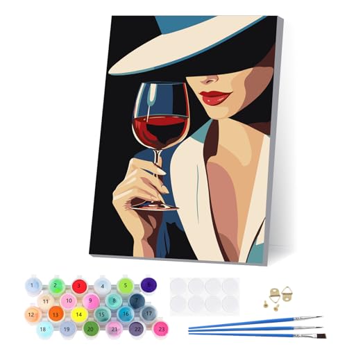 EOBROMD Frau Hält Rotwein Malen Nach Zahlen Erwachsene mit Rahmen, Malen Nach Zahlen Abstraktion, Paint by Numbers, DIY Leinwand Handgemalt Ölgemälde Set für Home Decor 20x30cm EOBROMD Frau Hält Rotwein Malen Nach Zahlen Erwachsene mit Rahmen, Malen Nach Zahlen Abstraktion, Paint by Numbers, DIY Leinwand Handgemalt Ölgemälde Set für Home Decor 20x30cm von EOBROMD