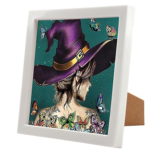 EOBROMD Hexen Diamond Painting Kinder Set, Diamant Painting Bilder mit Rahmen, Tiere Diamant Painting Bilder Arts Craft für Home Decor Geschenk 18x18 cm von EOBROMD