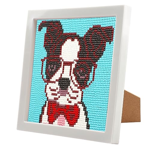 EOBROMD Hund Diamond Painting Kinder Set, Diamant Painting Bilder mit Rahmen, Tiere Diamant Painting Bilder Arts Craft für Home Decor Geschenk 18x18 cm von EOBROMD