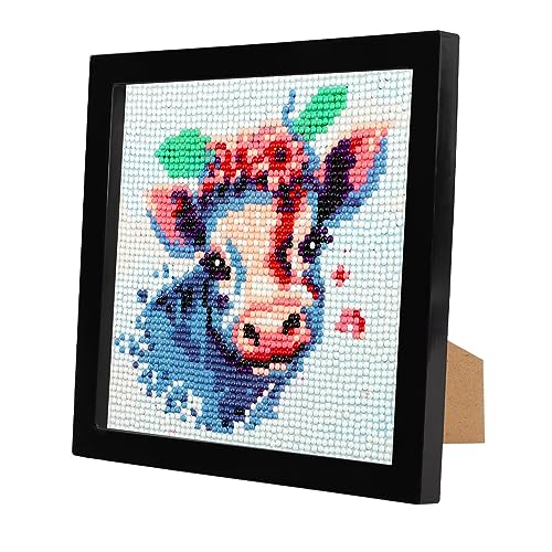 EOBROMD Kühe Diamond Painting Kinder Set, Diamant Painting Bilder mit Rahmen, Tiere Diamant Painting Bilder Arts Craft für Home Decor Geschenk 18x18 cm von EOBROMD