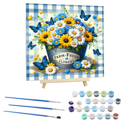 EOBROMD Malen Nach Zahlen Erwachsene mit Rahmen Blume, Malen nach Zahlen mit Faltenfreie Leinwand und Holzstaffelei, DIY Schmetterling Handgemalt Ölgemälde Kit für Anfänger Als Geschenk 30x30cm EOBROMD Malen Nach Zahlen Erwachsene mit Rahmen Blume, Malen nach Zahlen mit Faltenfreie Leinwand und Holzstaffelei, DIY Schmetterling Handgemalt Ölgemälde Kit für Anfänger Als Geschenk 30x30cm von EOBROMD