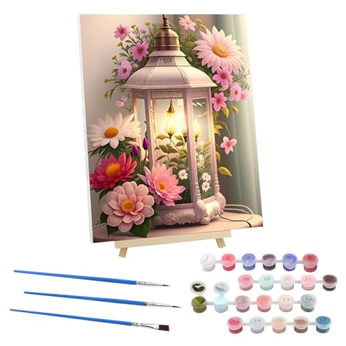 Malen Nach Zahlen Erwachsene mit Rahmen Blumen, Windlicht Malen nach Zahlen mit Faltenfreie Leinwand und Holzstaffelei, DIY Windlicht Handgemalt Ölgemälde Kit für Anfänger Als Geschenk 30x40cm Malen Nach Zahlen Erwachsene mit Rahmen Blumen, Windlicht Malen nach Zahlen mit Faltenfreie Leinwand und Holzstaffelei, DIY Windlicht Handgemalt Ölgemälde Kit für Anfänger Als Geschenk 30x40cm von EOBROMD