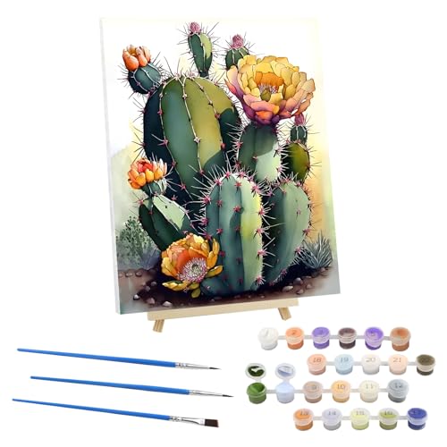 EOBROMD Malen nach Zahlen Erwachsene mit Rahmen, Malen nach Zahlen mit Faltenfreie Leinwand und Holzstaffelei, DIY Blumen Handgemalt Ölgemälde Kit für Anfänger Als Geschenk 30x40cm (Kaktus) EOBROMD Malen nach Zahlen Erwachsene mit Rahmen, Malen nach Zahlen mit Faltenfreie Leinwand und Holzstaffelei, DIY Blumen Handgemalt Ölgemälde Kit für Anfänger Als Geschenk 30x40cm (Kaktus) von EOBROMD