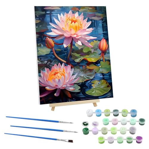 EOBROMD Malen Nach Zahlen Erwachsene mit Rahmen Lotus, Malen nach Zahlen mit Faltenfreie Leinwand und Holzstaffelei, DIY Teich Handgemalt Ölgemälde Kit für Anfänger Als Geschenk 30x40cm EOBROMD Malen Nach Zahlen Erwachsene mit Rahmen Lotus, Malen nach Zahlen mit Faltenfreie Leinwand und Holzstaffelei, DIY Teich Handgemalt Ölgemälde Kit für Anfänger Als Geschenk 30x40cm von EOBROMD