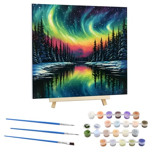 EOBROMD Malen Nach Zahlen Erwachsene mit Rahmen Aurora Borealis, Malen nach Zahlen Faltenfreie Leinwand und Holzstaffelei, DIY Landschaft Handgemalt Ölgemälde Kit für Anfänger Als Geschenk 30x30cm EOBROMD Malen Nach Zahlen Erwachsene mit Rahmen Aurora Borealis, Malen nach Zahlen Faltenfreie Leinwand und Holzstaffelei, DIY Landschaft Handgemalt Ölgemälde Kit für Anfänger Als Geschenk 30x30cm von EOBROMD