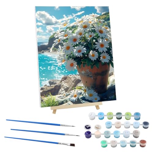 EOBROMD Malen Nach Zahlen Erwachsene mit Rahmen Meeresufer, Gänseblümchen Malen nach Zahlen mit Faltenfreie Leinwand und Holzstaffelei, DIY Handgemalt Ölgemälde Kit für Anfänger Als Geschenk 30x40cm EOBROMD Malen Nach Zahlen Erwachsene mit Rahmen Meeresufer, Gänseblümchen Malen nach Zahlen mit Faltenfreie Leinwand und Holzstaffelei, DIY Handgemalt Ölgemälde Kit für Anfänger Als Geschenk 30x40cm von EOBROMD