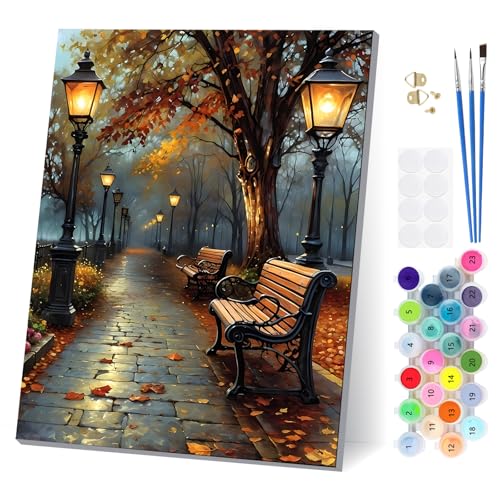 EOBROMD Park Herbstlandschaft Malen Nach Zahlen Erwachsene mit Rahmen, Malen Nach Zahlen Nacht, Paint by Numbers, DIY Leinwand Handgemalt Ölgemälde Set für Home Decor 30x40cm EOBROMD Park Herbstlandschaft Malen Nach Zahlen Erwachsene mit Rahmen, Malen Nach Zahlen Nacht, Paint by Numbers, DIY Leinwand Handgemalt Ölgemälde Set für Home Decor 30x40cm von EOBROMD
