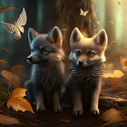 EOBROMD Diamant Painting Bilder Erwachsene Wolf, 5D Diamond Painting Schmetterling, DIY Diamant Malerei Set für Wanddekoration 35x35 cm von EOBROMD