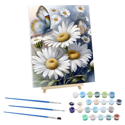 Malen Nach Zahlen Erwachsene mit Rahmen Schmetterling, Gänseblümchen Malen nach Zahlen mit Faltenfreie Leinwand und Holzstaffelei, DIY Handgemalt Ölgemälde Kit für Anfänger Als Geschenk 30x40cm Malen Nach Zahlen Erwachsene mit Rahmen Schmetterling, Gänseblümchen Malen nach Zahlen mit Faltenfreie Leinwand und Holzstaffelei, DIY Handgemalt Ölgemälde Kit für Anfänger Als Geschenk 30x40cm von EOBROMD