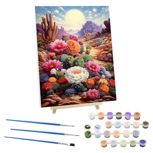 Malen nach Zahlen Erwachsene mit Rahmen, Blumen Malen nach Zahlen mit Faltenfreie Leinwand und Holzstaffelei, DIY Gobi-Landschaft Handgemalt Ölgemälde Kit für Anfänger Als Geschenk 30x40cm (Kaktus) Malen nach Zahlen Erwachsene mit Rahmen, Blumen Malen nach Zahlen mit Faltenfreie Leinwand und Holzstaffelei, DIY Gobi-Landschaft Handgemalt Ölgemälde Kit für Anfänger Als Geschenk 30x40cm (Kaktus) von EOBROMD
