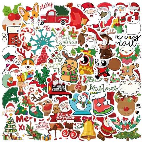 EODKSE 100er Weihnachtsaufkleber-Pack für festliche Dekoration - Wasserdichte Vinyl-Sticker für Skateboards, Autos, Motorräder, Fahrräder, Gepäck, Laptops und Koffer von EODKSE