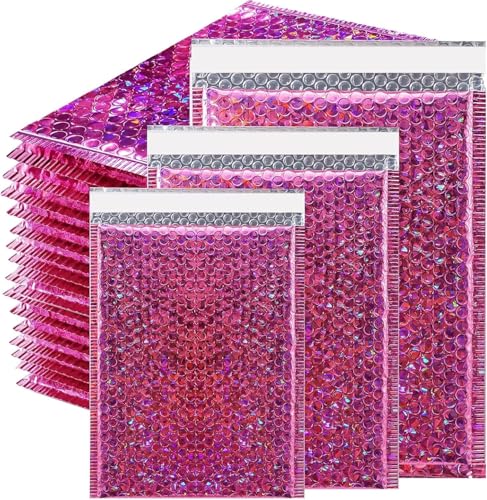 EOGRFW 50 Stück Luftpolsterumschläge Holographisch, Wasserdichte Gepolsterte Umschläge, Selbstklebende Luftpolstertaschen, Luftpolster Versandtaschen für Versand und Verpackung, Rosenrot, 3 Größe EOGRFW 50 Stück Luftpolsterumschläge Holographisch, Wasserdichte Gepolsterte Umschläge, Selbstklebende Luftpolstertaschen, Luftpolster Versandtaschen für Versand und Verpackung, Rosenrot, 3 Größe von EOGRFW