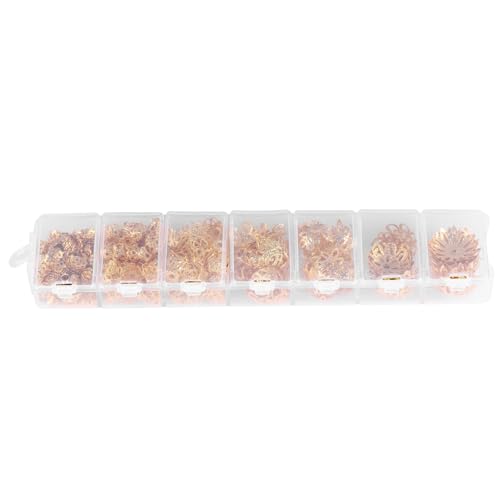 2Colors 300pcs 7größe Blumenförmige Abstandshalter -Perlenkappe Schmuck Erstellen Metallzubehör machen (Gold) von EOJDDPA