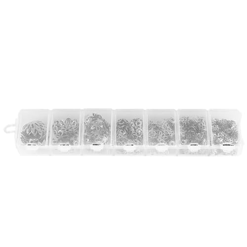 2Colors 300pcs 7größe Blumenförmige Abstandshalter -Perlenkappe Schmuck Erstellen Metallzubehör machen (Silber) von EOJDDPA