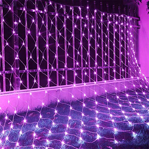EONANT 9.8ftx 6.6ft 204LED Solarnetz Licht, 8 Muster von Mesh Weihnachtsdekoration Lichter, verwendet für Weihnachtsbaum, Garten, Party, Außenwand, Hochzeitsdekoration(Lila) von EONANT