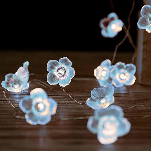 EONANT LED Blume String Lichter, 10ft 30 LED Fee Kirschblüte String Lichter Batterie betrieben mit Fernbedienung, Mädchen Schlafzimmer Valentinstag Hochzeit Party Dekoration (Blau) von EONANT