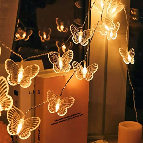 EONANT Libelle Lichterkette 10 Fuß 20 LED Retro Kupferdraht Schmetterling Lichterkette, batteriebetriebene Weihnachtsbaum Garten Hochzeit Weihnachtsdekoration und Sommerbeleuchtung (Schmetterling) von EONANT