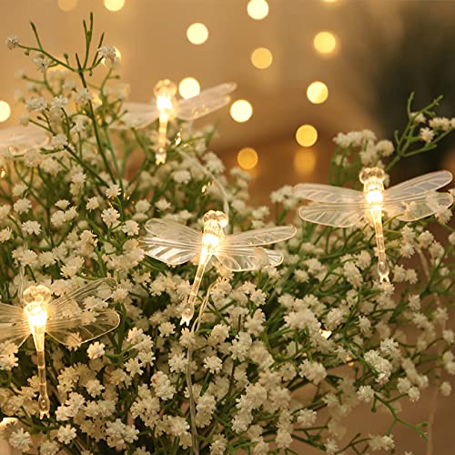 EONANT Libelle Lichterkette 10 Fuß 20 LED Retro-Stil Kupferdraht Schmetterling Lichterkette, batteriebetriebene Weihnachtsbaum Garten Hochzeit Weihnachtsdekoration und Sommerbeleuchtung (Libelle) von EONANT