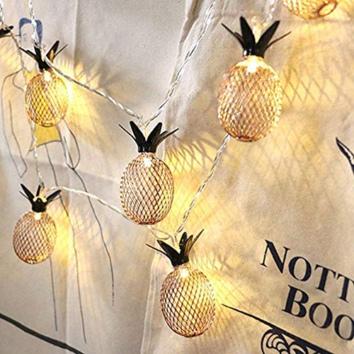 EONANT Metall Lichterketten, 3M 20LED Lichterketten Ananas Roségold Metall Polygon Lichterketten batteriebetrieben, verwendet für Weihnachten Familienfeier Dekoration (Ananas) von EONANT