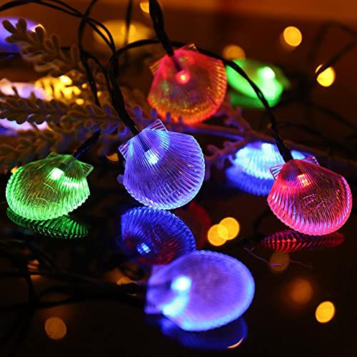 EONANT Solar Shell Lichterkette, 16 Fuß mit 20 LED Innen- und Außenmuschel Lichterketten, süße Strandlichter, verwendet für Party Hochzeit Garten Veranda Weihnachtsdekoration (Mehrfarbig) von EONANT