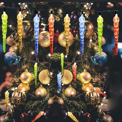 EONANT Weihnachten Eiszapfen Lichter, batteriebetriebene Meteor Dusche Eis Kronleuchter, wasserdicht Eis Regen Weihnachten Beleuchtung, Winter Party Baum festliche Dekoration. (Mehrfarbig, 80LED) von EONANT