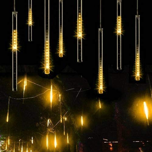 Fallende Lichter, EONANT 30cm 10 Tubes 360LEDs Solarfalllichter Meteorschauer Lichter Regen Tropfen Lichter für Bäume Parteien Hochzeit Garten Haus Dekoration (Warm White) von EONANT