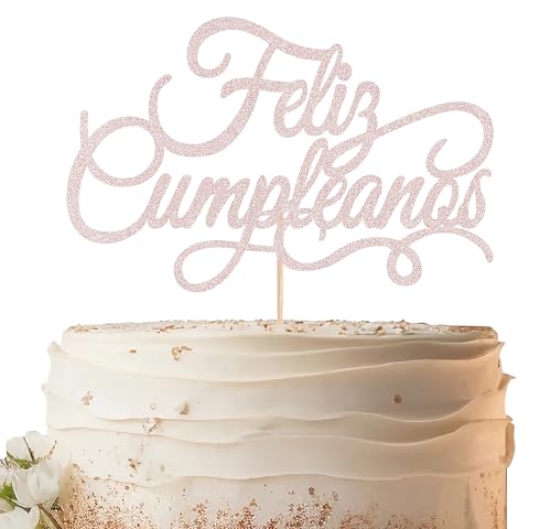 EONNCNT Feliz Cumpleaños Tortenaufsatz – Roségold Glitzer Spanische Happy Birthday Party Kuchen Dekoration Supplies – Mexiko Fiesta Thema Geburtstag Kuchen Dekor Foto Booth Requisiten von EONNCNT