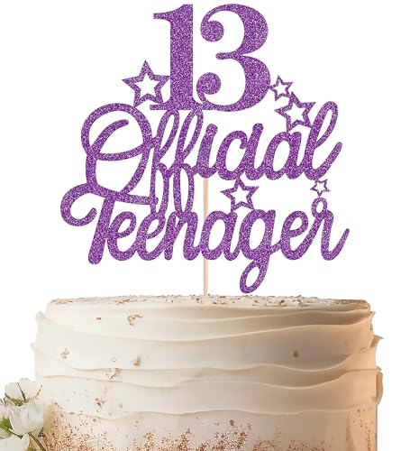 EONNCNT Offizieller Tortenaufsatz für Teenager, 13 Stück, dunkelvioletter Glitzer, Kuchendekoration zum 13. Geburtstag, Kuchendekoration für Teenager, 13. Geburtstag, Party, Foto-Requisiten EONNCNT Offizieller Tortenaufsatz für Teenager, 13 Stück, dunkelvioletter Glitzer, Kuchendekoration zum 13. Geburtstag, Kuchendekoration für Teenager, 13. Geburtstag, Party, Foto-Requisiten von EONNCNT