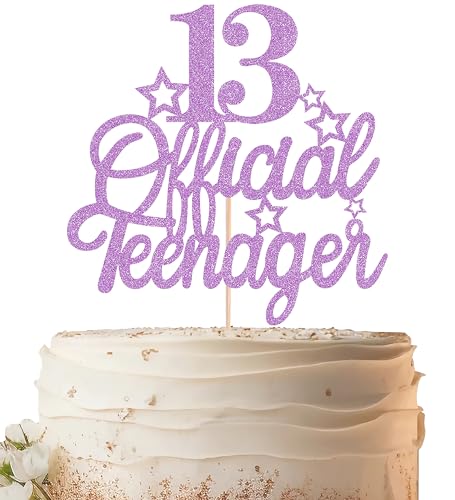 EONNCNT Offizieller Tortenaufsatz für Teenager, 13. Geburtstag, glitzernd, 13. Geburtstag, Kuchendekoration, Cheers to 13 Jahre, Kuchendekoration für Teenager, 13. Geburtstag, Party, Foto-Requisiten von EONNCNT