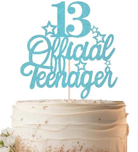 EONNCNT Offizieller Tortenaufsatz für Teenager, 13. Geburtstag, glitzernd, 13. Geburtstag, Kuchendekoration, Cheers to 13 Jahre, Kuchendekoration für Teenager, 13. Geburtstag, Party, Foto-Requisiten von EONNCNT