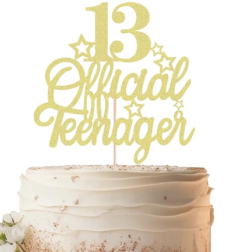 EONNCNT Offizieller Tortenaufsatz für Teenager, 13. Geburtstag, goldfarbener Glitzer, Kuchendekoration zum 13. Geburtstag, Kuchendekoration für Teenager, 13. Geburtstag, Party, Foto-Requisiten EONNCNT Offizieller Tortenaufsatz für Teenager, 13. Geburtstag, goldfarbener Glitzer, Kuchendekoration zum 13. Geburtstag, Kuchendekoration für Teenager, 13. Geburtstag, Party, Foto-Requisiten von EONNCNT