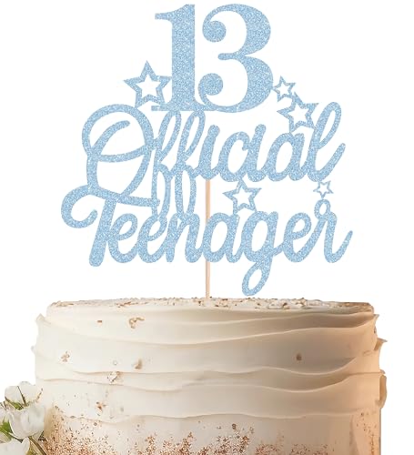 EONNCNT Offizieller Tortenaufsatz für Teenager, 13. Geburtstag, hellblau, glitzernd, Kuchendekoration zum 13. Geburtstag, Kuchendekoration für Teenager, 13. Geburtstag, Party, Foto-Requisiten EONNCNT Offizieller Tortenaufsatz für Teenager, 13. Geburtstag, hellblau, glitzernd, Kuchendekoration zum 13. Geburtstag, Kuchendekoration für Teenager, 13. Geburtstag, Party, Foto-Requisiten von EONNCNT