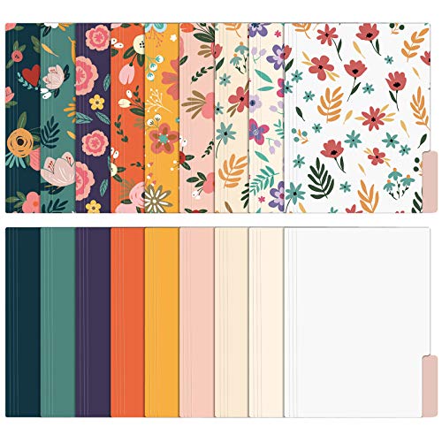 EOOUT 18 Stück süße Aktenordner, dekorative Aktenordner, Blumenordner, Buchstabengröße, farbige Dateiordner, 1/3-Schnitt-Reiter, 24,1 x 29,1 cm, für Büro, Schule, Zuhause von EOOUT